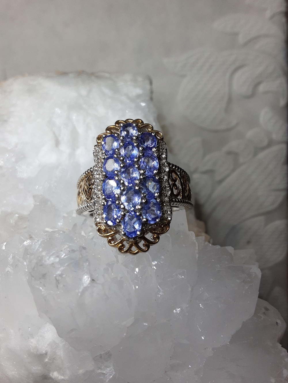 925 Tanzanite, White Zircon Ring. - Picture 3 of 6
